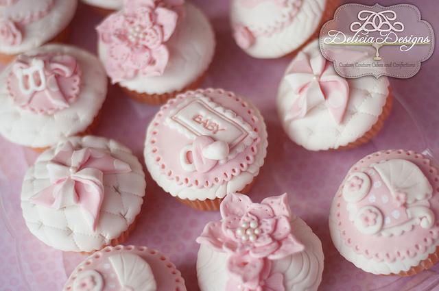 Baby Girl Cupcakes - Decorated Cake by Delicia Designs - CakesDecor