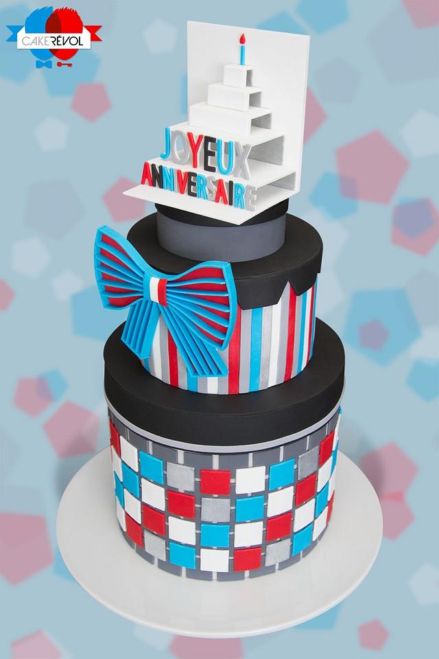 Bowtie Anniversary Cake - Cake Masters French Edition Cover April 2017