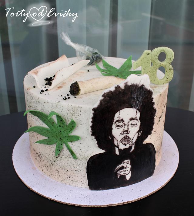 Cake tag: marijuana leaf - CakesDecor