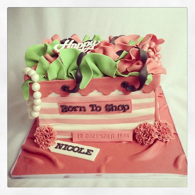 Shopping Bag Cake Decorated Cake by novita CakesDecor