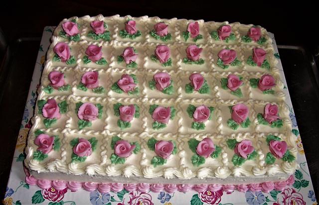 Pink Rose Sheet Cake - Decorated Cake by BettyA - CakesDecor