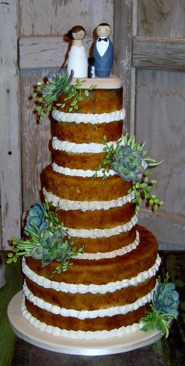 Unfrosted Succulent Wedding Cake Cake By Sking Cakesdecor 