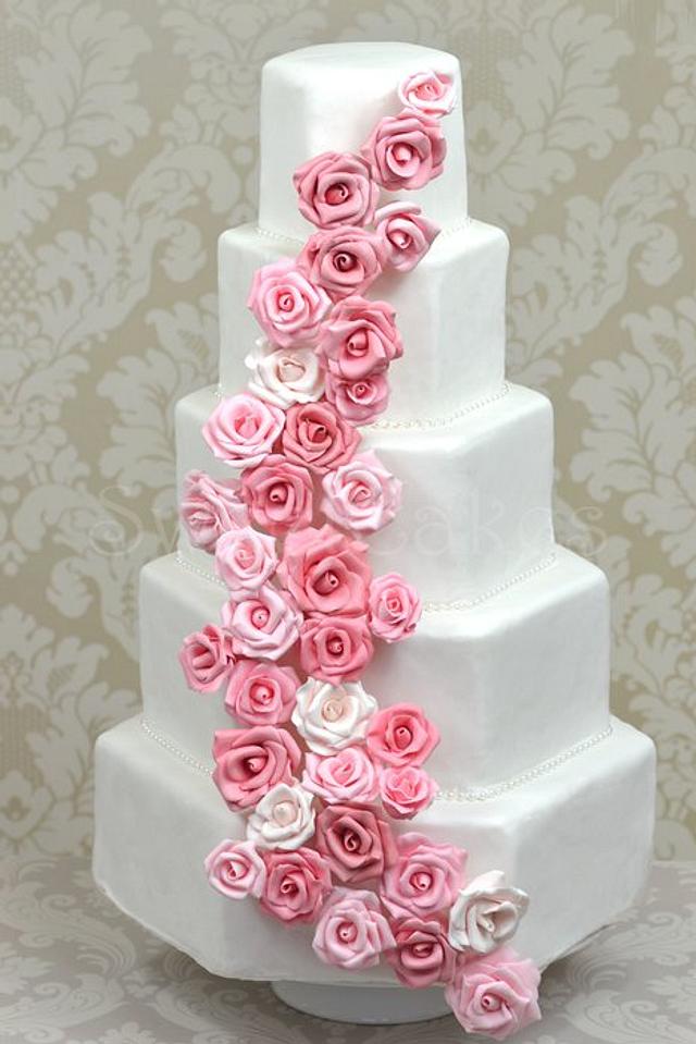 Pink Rose Wedding Cake Cake by Farida Hagi CakesDecor