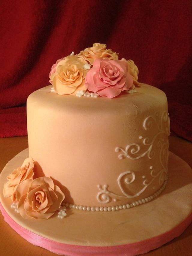 White Chocolate Rose Cake Decorated Cake By Emma CakesDecor