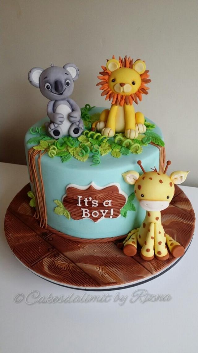 safari theme baby shower cake