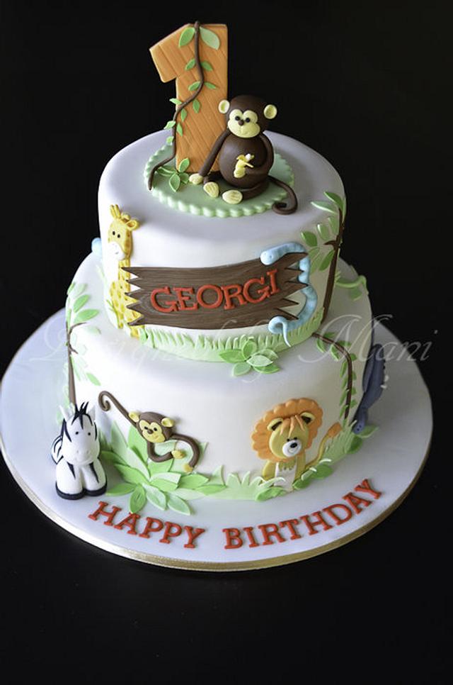 jungle themed 1st birthday cake - Cake by designed by - CakesDecor