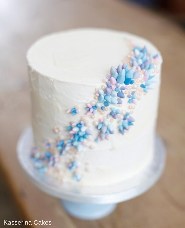 Coral inspired buttercream stacked cake
