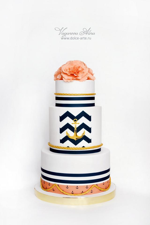 Wedding Cake In A Nautical Theme Decorated Cake By Cakesdecor 7242