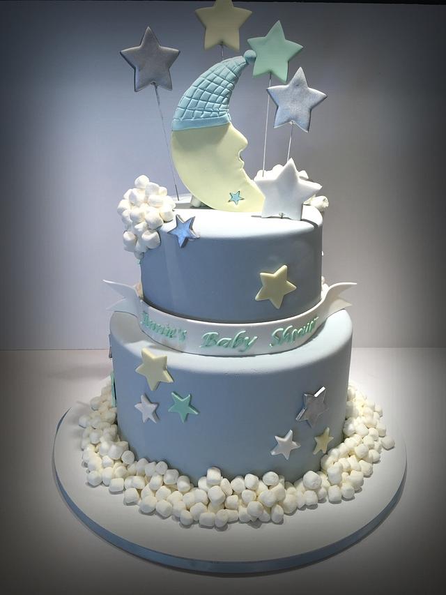 Stars and Moon Baby Shower Cake