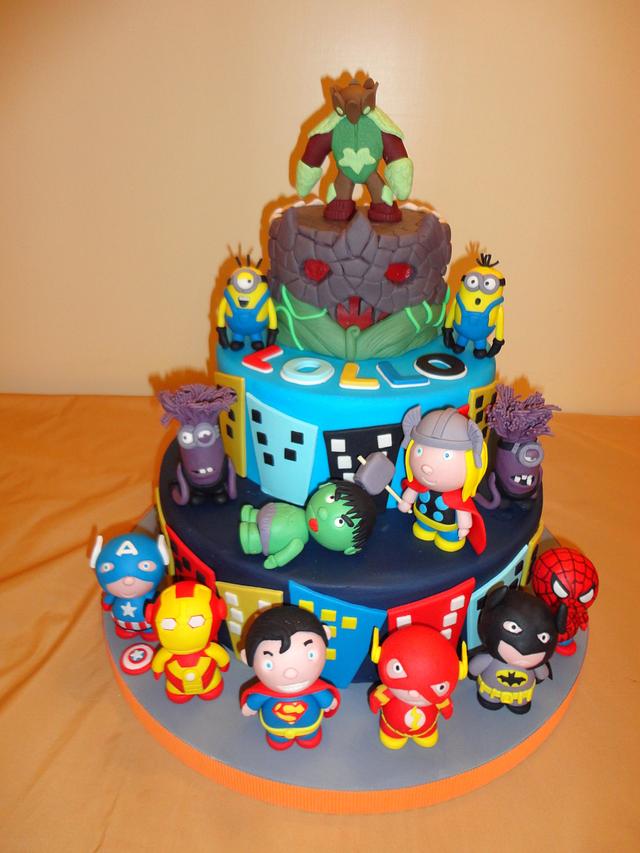 BABY SUPER HEROES - Decorated Cake by annarita1274 - CakesDecor