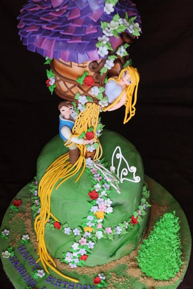 Repunzel theme birthday cake