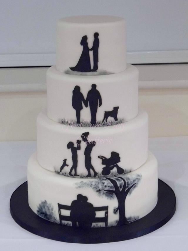 Silhouette Anniversary - Decorated Cake by The Cake Lady - CakesDecor