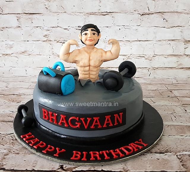 Gym theme customized designer fondant cake with 3D body CakesDecor