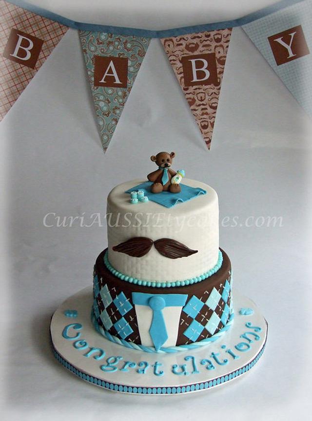 Mustache Theme Baby Shower Cake Cake By Curiaussiety Cakesdecor