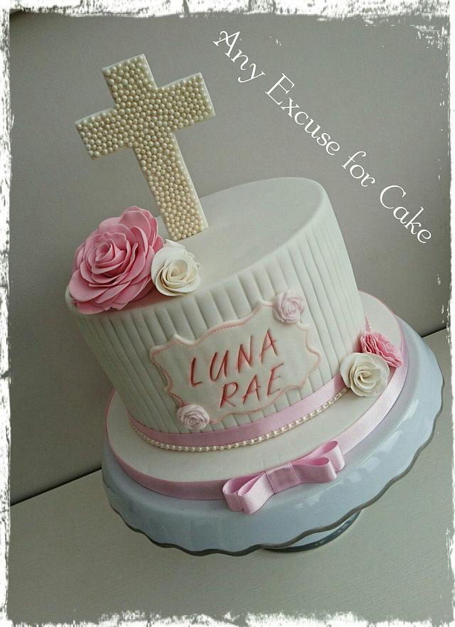 Christening cake - Decorated Cake by Any Excuse for Cake - CakesDecor