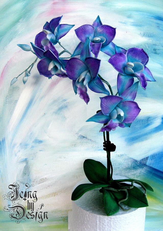 Blue Singapore Orchids - Decorated Cake by Jennifer - CakesDecor