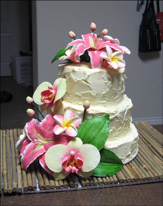 Tropical Flowers Cake - Cake by Tami Chitwood - CakesDecor