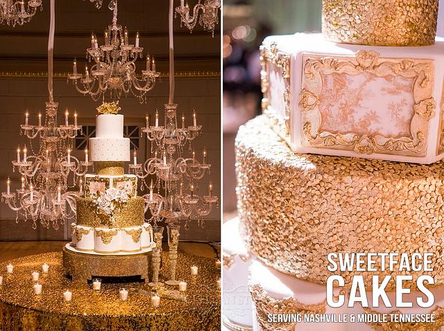 Gold & White Wedding Cake - Decorated Cake by Renay - CakesDecor