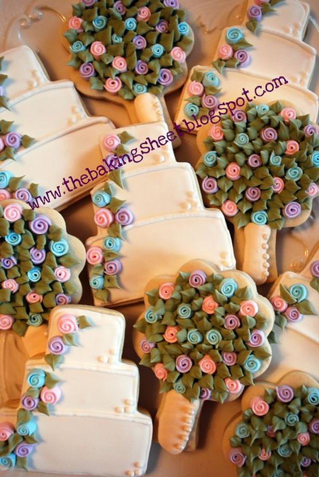 Wedding Cake & Bridal Bouquet Cookies