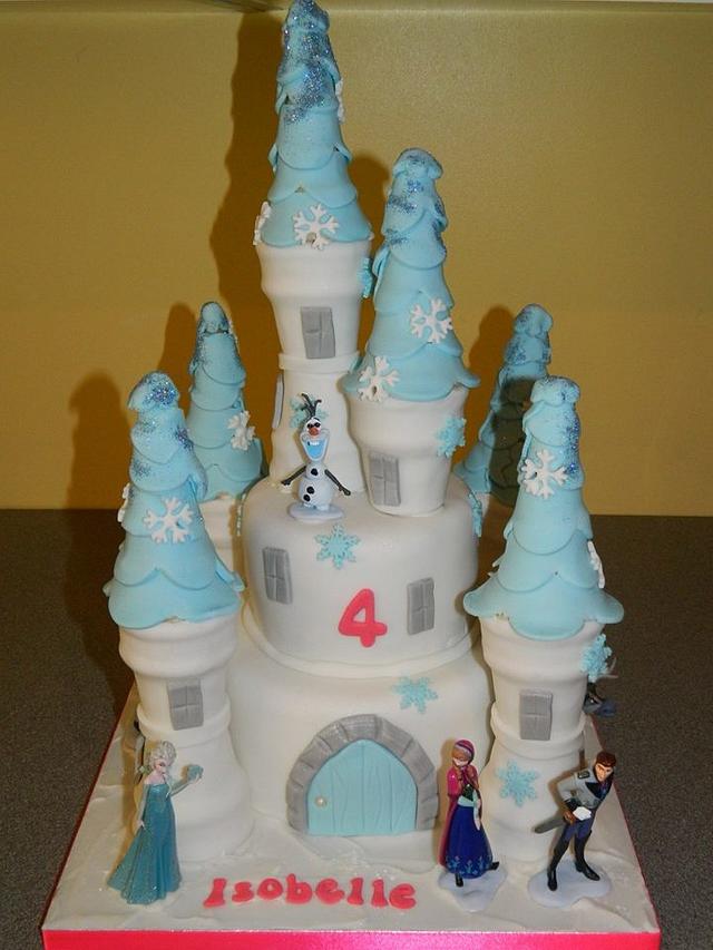 Sparkly princess castle themed around Frozen - Decorated - CakesDecor