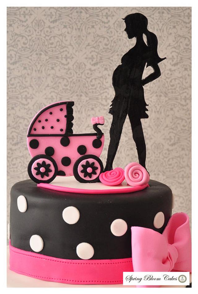 Pink and Black Baby Shower Cake - Cake by Spring Bloom - CakesDecor