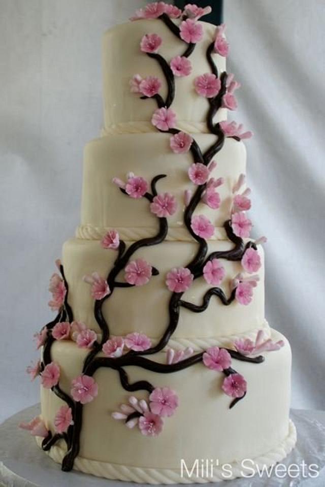 cherry blossom wedding cake 