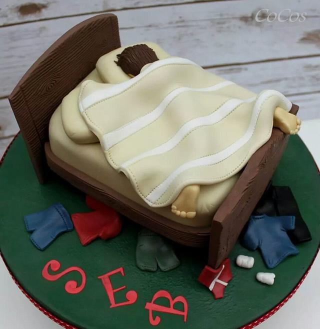 sleeping teenager in bed cake Decorated Cake by CakesDecor