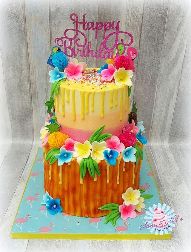 Tropical cake - Decorated Cake by Sam & Nel's Taarten - CakesDecor