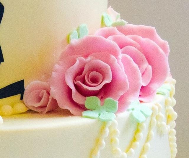Simple Floral Engagement Cake