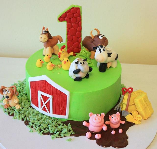 Farm cake for 1 bday - Decorated Cake by Anastasia - CakesDecor