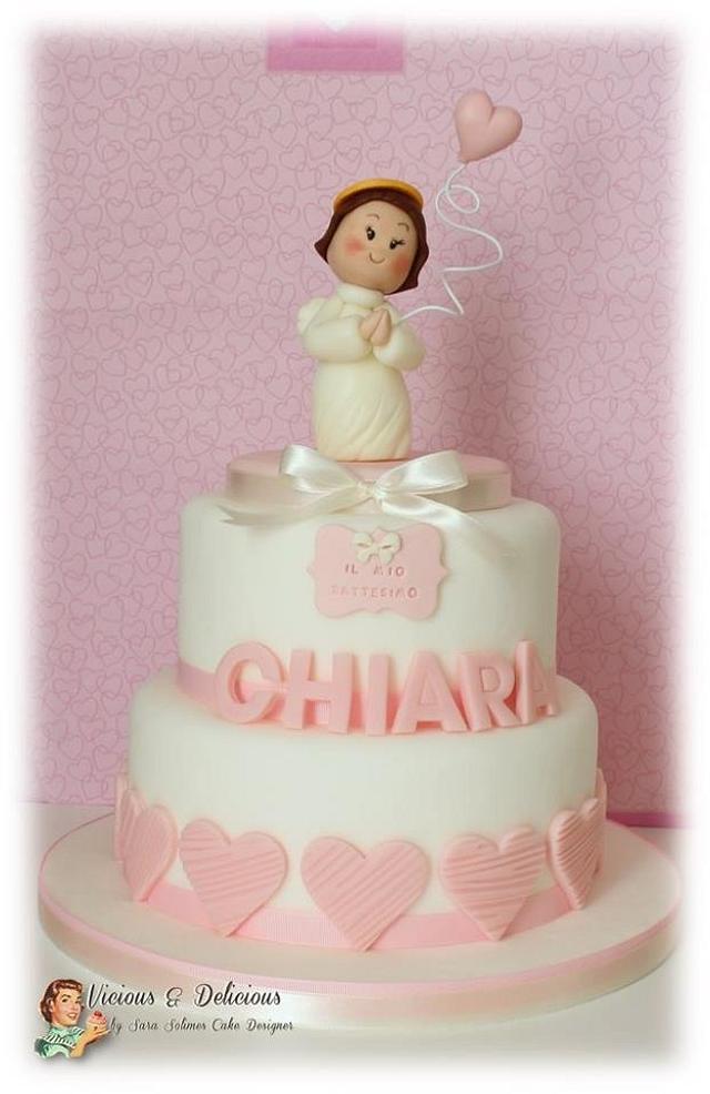 Cake and cookies for Chiara's baptism - Decorated Cake by - CakesDecor