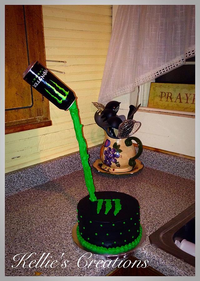 Monster energy drink cake - Cake by KelliesCreations - CakesDecor