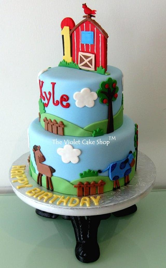 FARM THEMED 1st Birthday Cake Inspired by a Quilt - Cake - CakesDecor