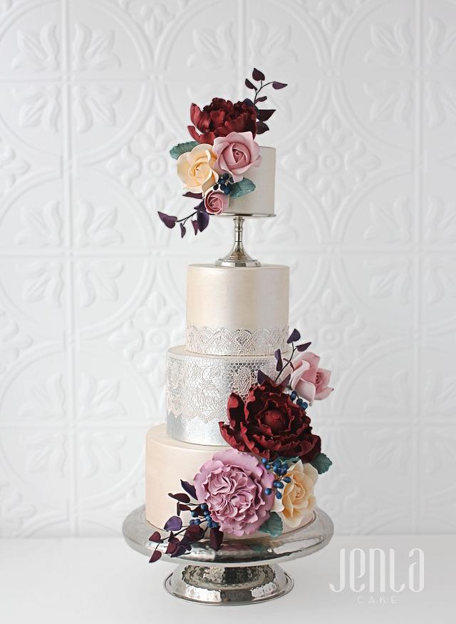 Moody Metallic Pedestal Cake - Decorated Cake by Jen La - - CakesDecor