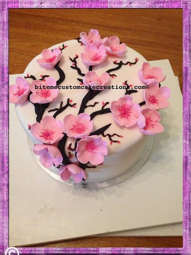 Longevity design 3 - peach cherry blossom cream cake 