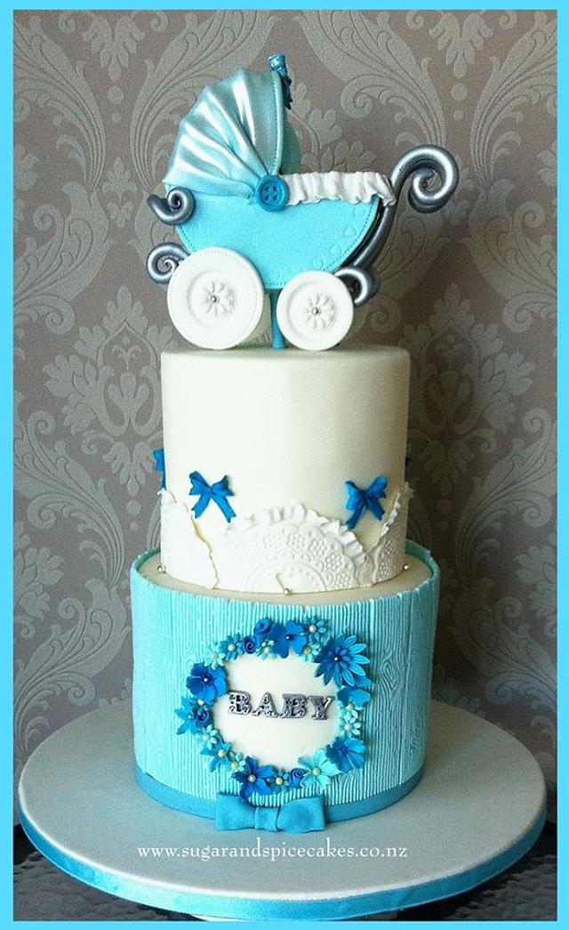 Vintage Baby Shower Cake Cake by Mel_SugarandSpiceCakes Vintage Baby Shower Cake Cake by Mel_SugarandSpiceCakes