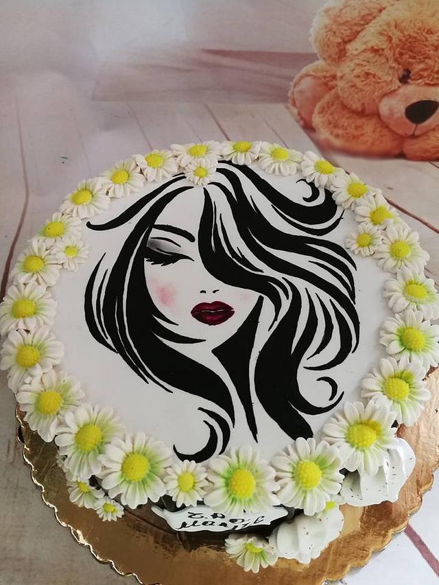 The lady with the daisies - Decorated Cake by Galito - CakesDecor