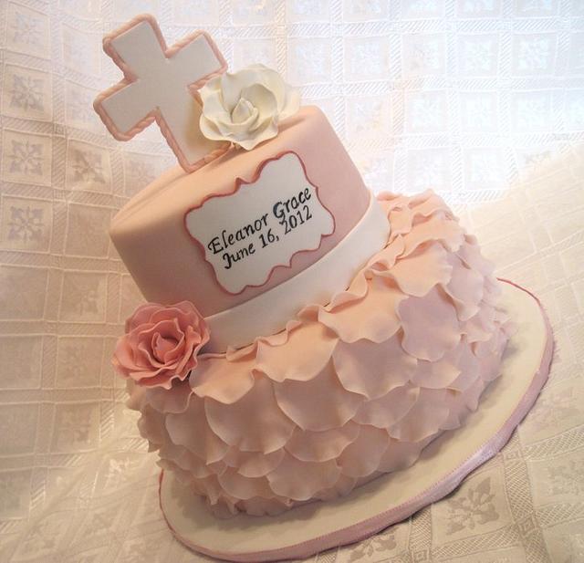 Pink Petal Baptism Cake - Decorated Cake by Tammy - CakesDecor