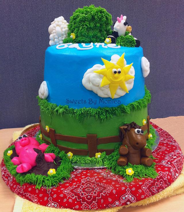 1st Birthday Barnyard Fun Cake By Sweets By Monica Cakesdecor