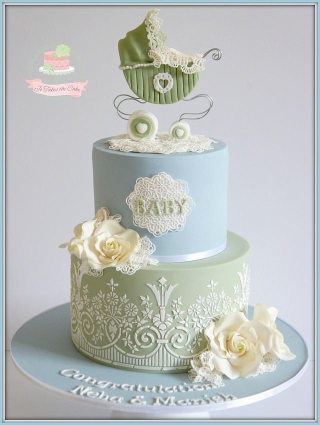 vintage baby shower cake