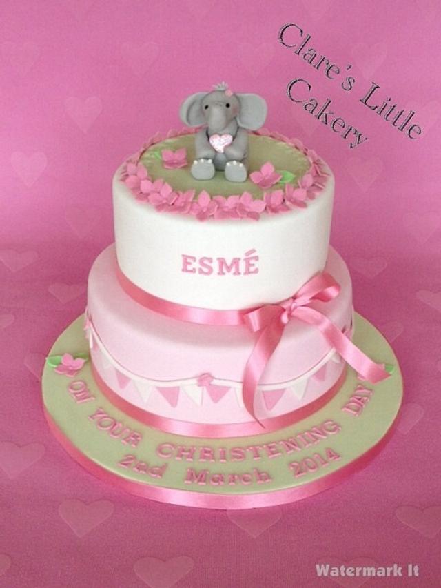 Pink, girly christening cake - Decorated Cake by - CakesDecor