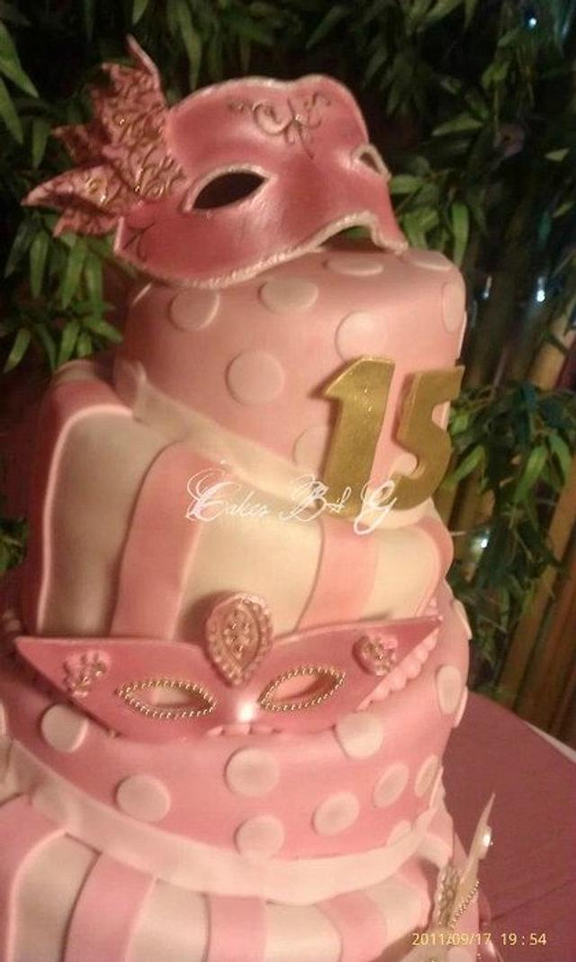 Mascarade Themed 15th Birthday Cake