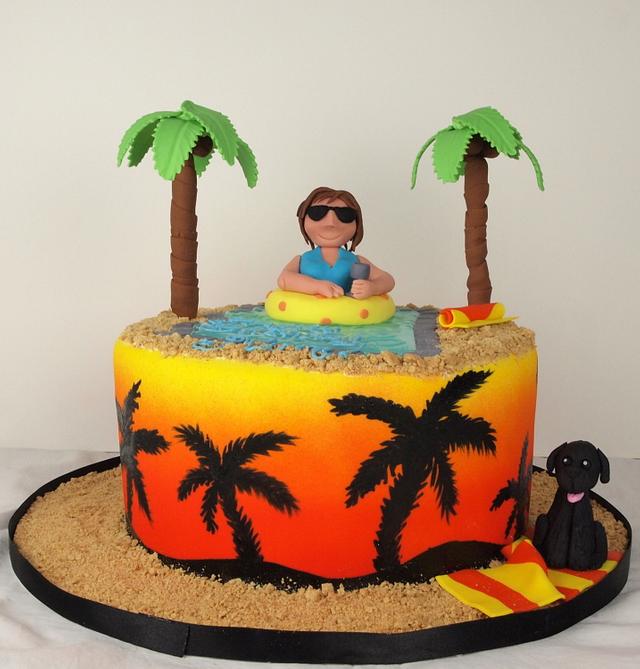 Arizona/Palm Trees Birthday Cake Decorated Cake by CakesDecor