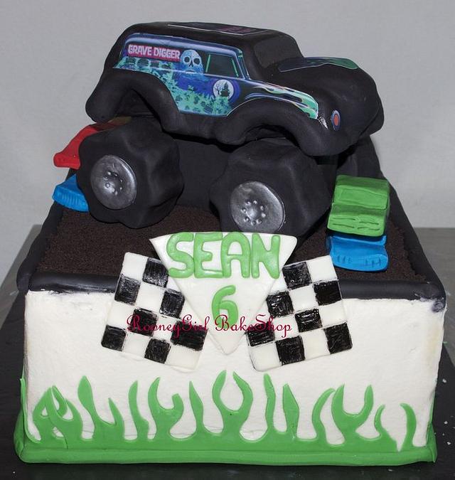 Grave Digger Monster Truck Birthday Cake - Decorated Cake - Cakesdecor