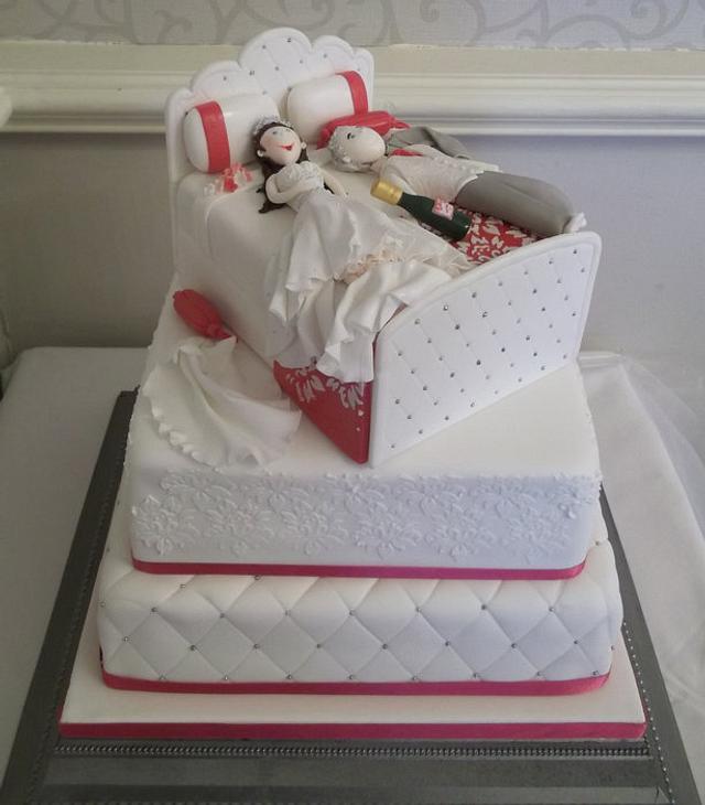 Bed Wedding Cake - Decorated Cake by Jayne Worboys - CakesDecor