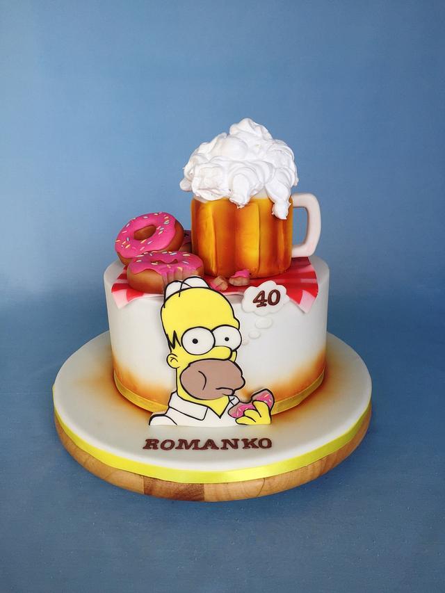 Homer Simpson birthday name - Decorated Cake by Layla A - CakesDecor