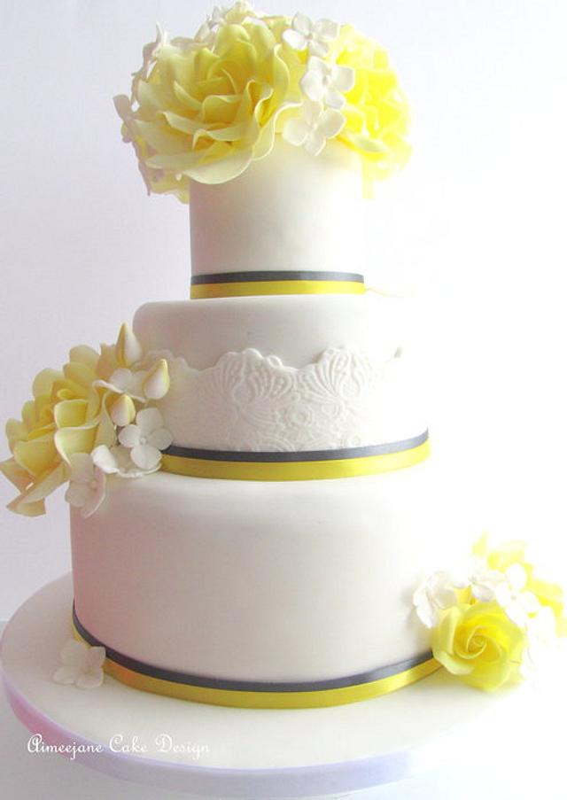 Yellow Rose Wedding Cake Decorated Cake By Aimeejane Cakesdecor