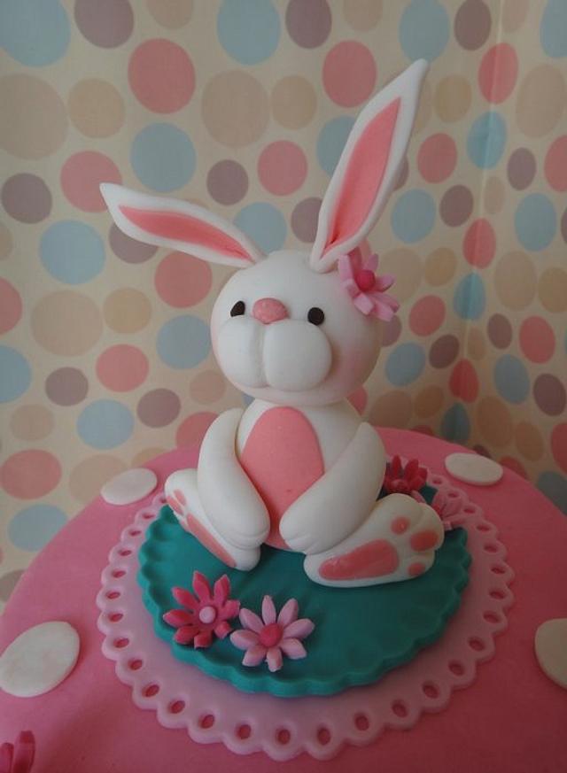 Bunny on pink and turqoise cake - Cake by Cakes from - CakesDecor