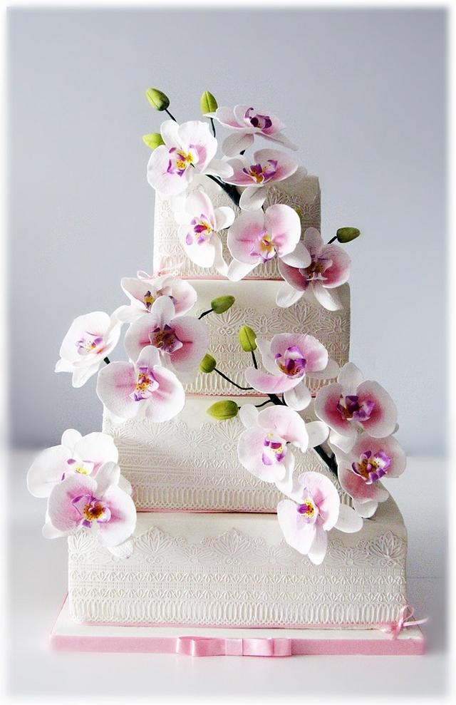 Orchid Wedding Cake - Decorated Cake by Sylwia Jozwiak - CakesDecor