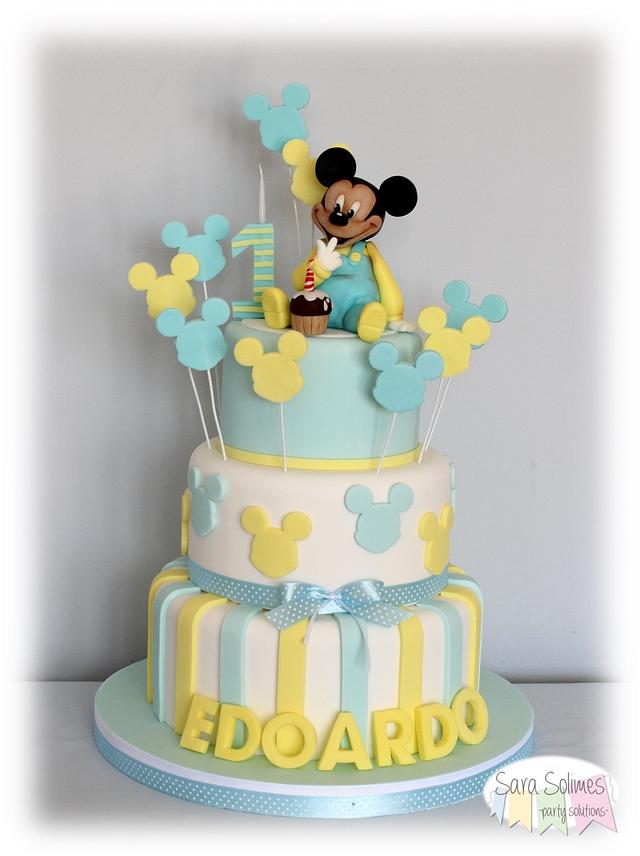 Baby Mickey 1st birthday cake - Cake by Sara Solimes - CakesDecor